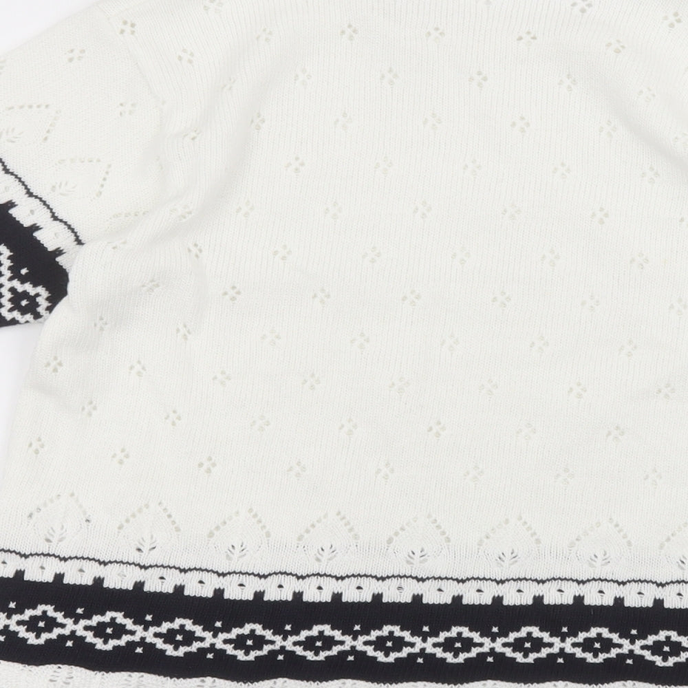 Preworn Womens White Round Neck  Acrylic Pullover Jumper Size 10