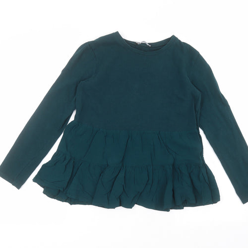 Zara Womens Green Round Neck  Polyester Pullover Jumper Size S
