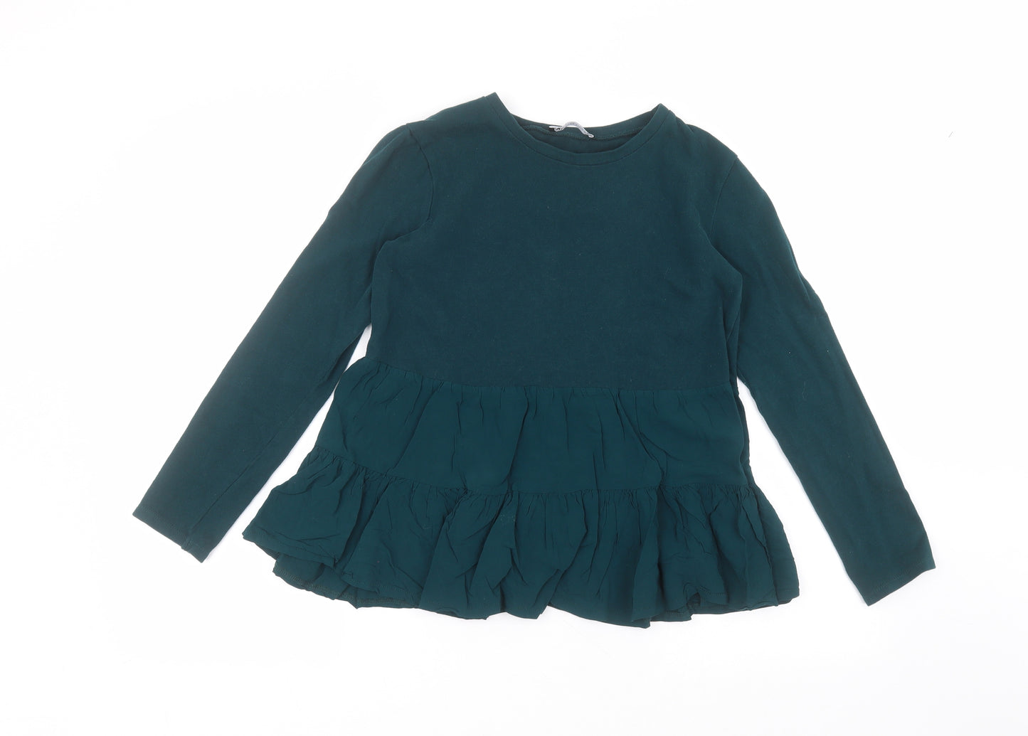 Zara Womens Green Round Neck  Polyester Pullover Jumper Size S
