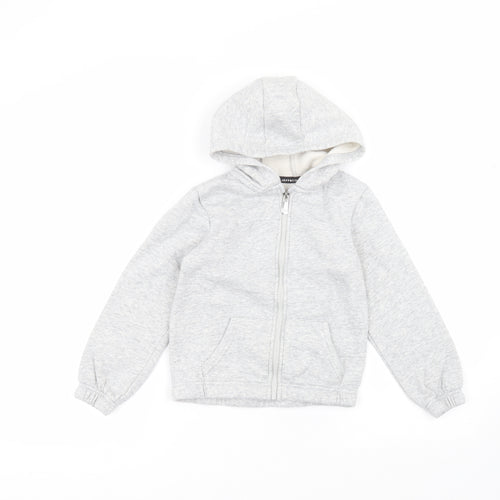 JEFF & CO Girls Grey  Cotton Full Zip Hoodie Size 7-8 Years