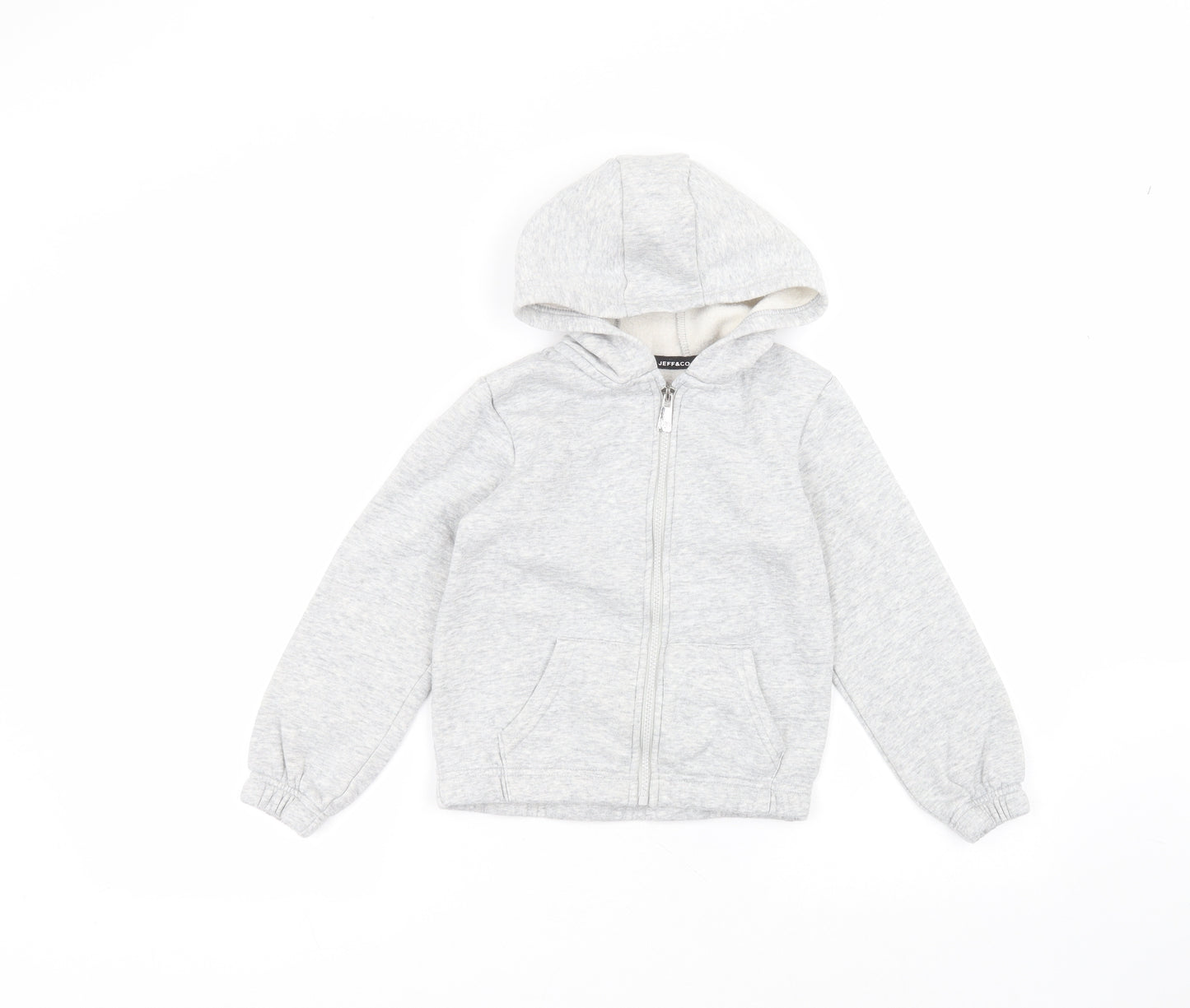 JEFF & CO Girls Grey  Cotton Full Zip Hoodie Size 7-8 Years