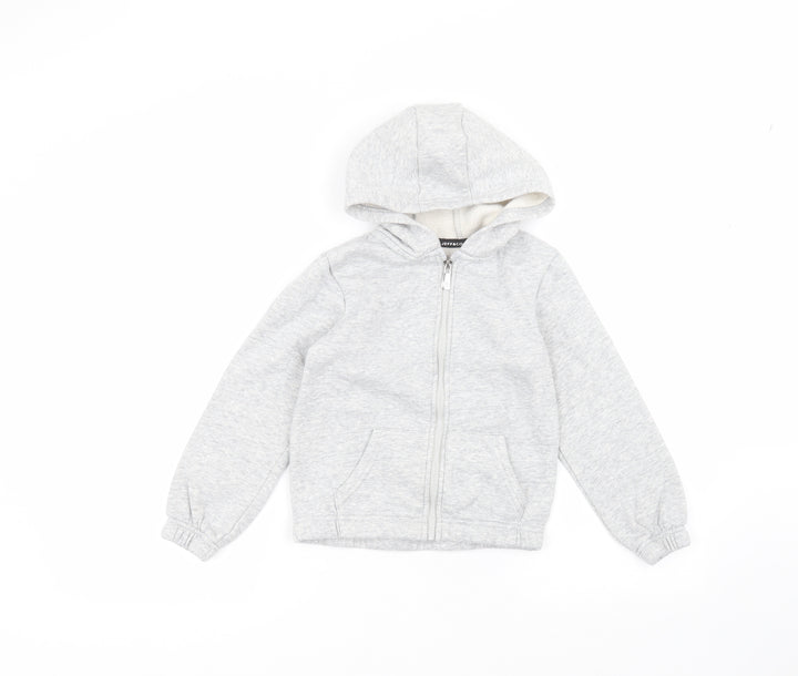 JEFF & CO Girls Grey  Cotton Full Zip Hoodie Size 7-8 Years