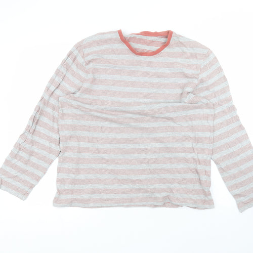 F&F Womens Grey Striped Cotton Basic T-Shirt Size XL Round Neck