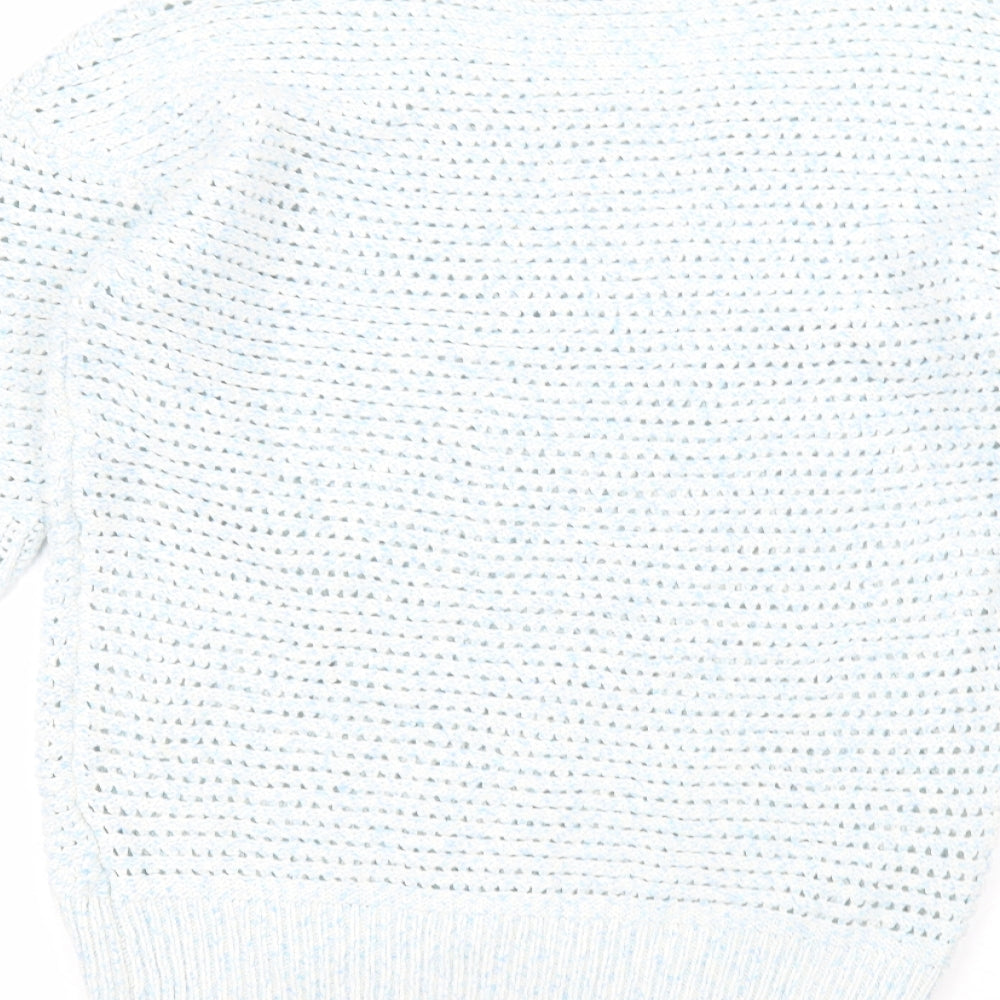 Warehouse Womens Blue Round Neck  Acrylic Pullover Jumper Size 12