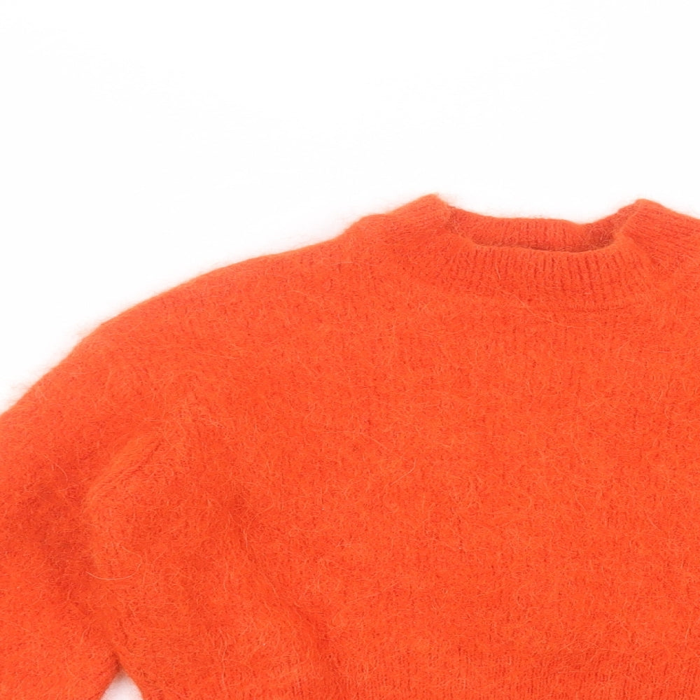 H&M Womens Orange Round Neck  Polyester Pullover Jumper Size XS