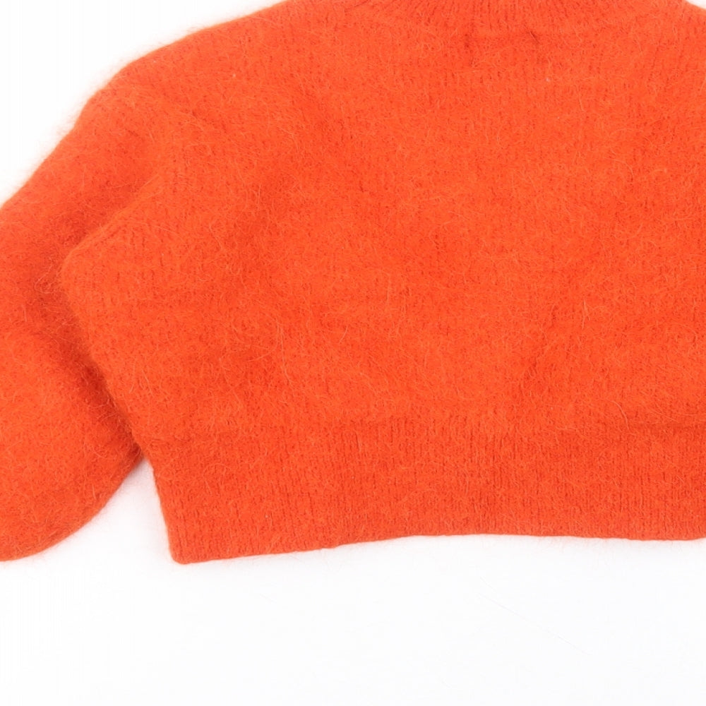 H&M Womens Orange Round Neck  Polyester Pullover Jumper Size XS