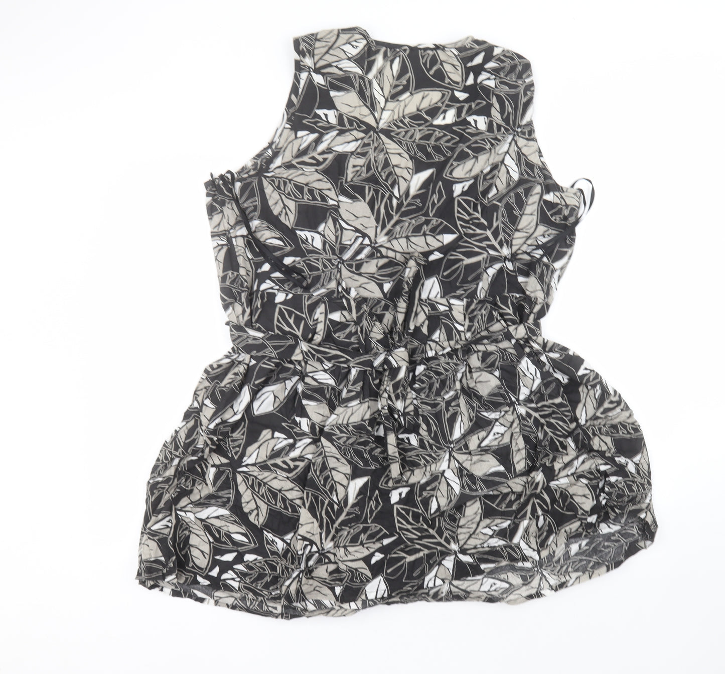 TU Womens Black Floral Cotton A-Line  Size 24  Round Neck