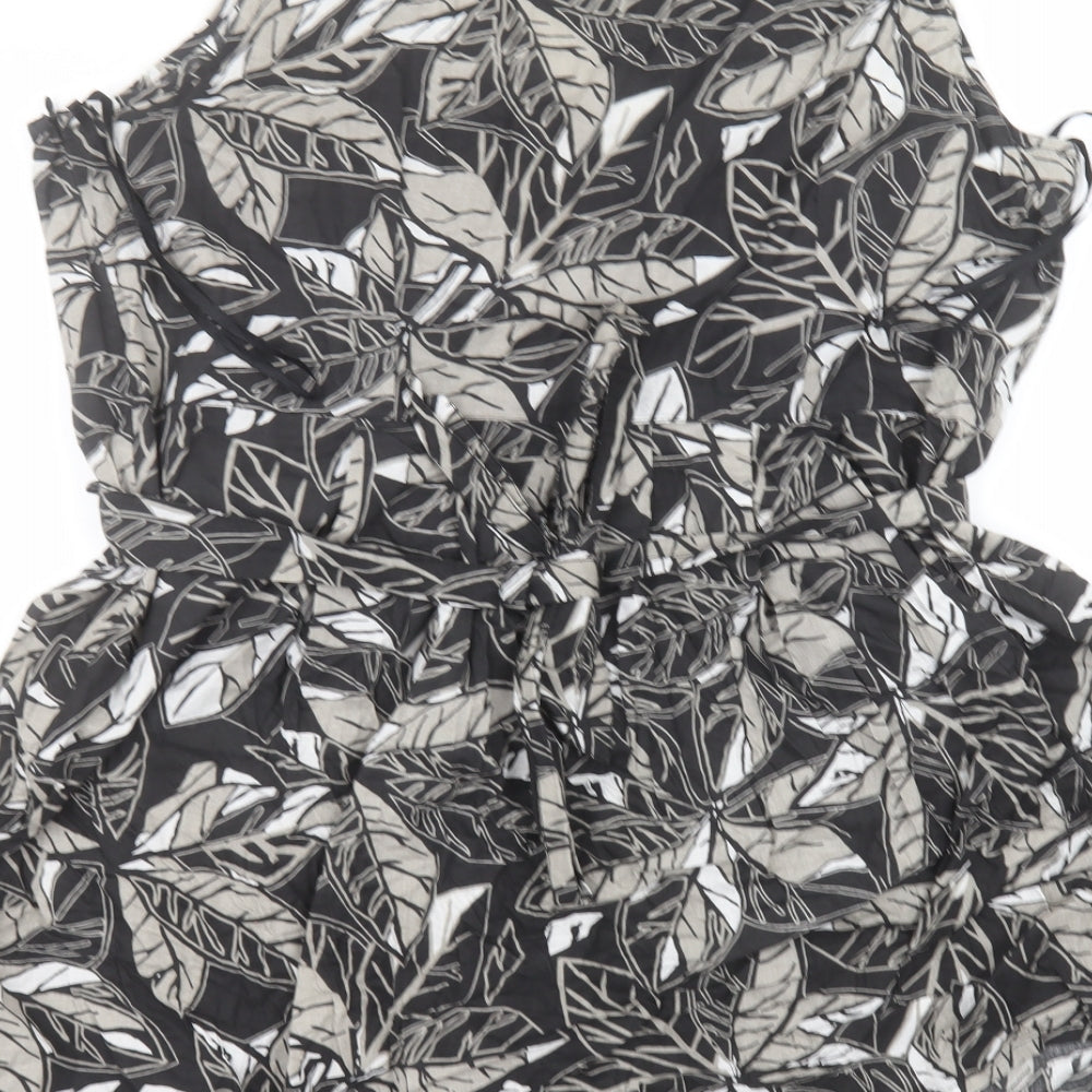TU Womens Black Floral Cotton A-Line  Size 24  Round Neck