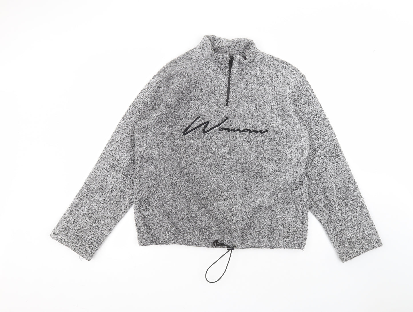 Boohoo Womens Grey Round Neck  Polyester Pullover Jumper Size 8