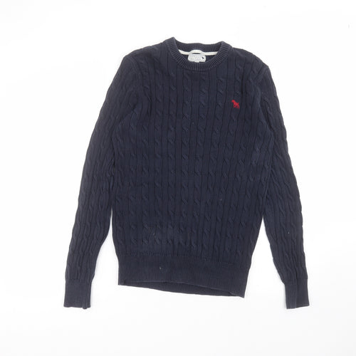 Jack Russell Mens Blue Round Neck  Cotton Pullover Jumper Size M