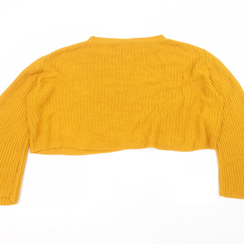Primark Womens Yellow Round Neck  Acrylic Pullover Jumper Size L
