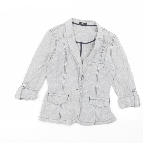 M&Co Womens White Striped  Jacket  Size 8