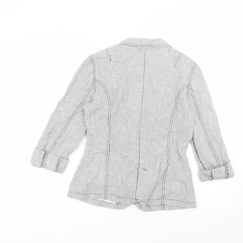 M&Co Womens White Striped  Jacket  Size 8