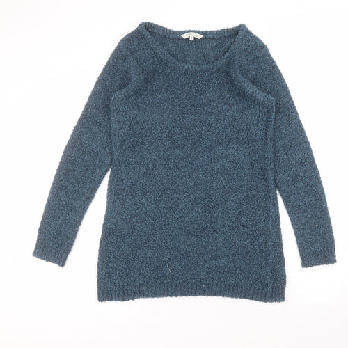 Peacocks Womens Blue Round Neck  Acrylic Pullover Jumper Size S