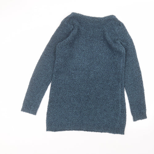 Peacocks Womens Blue Round Neck  Acrylic Pullover Jumper Size S