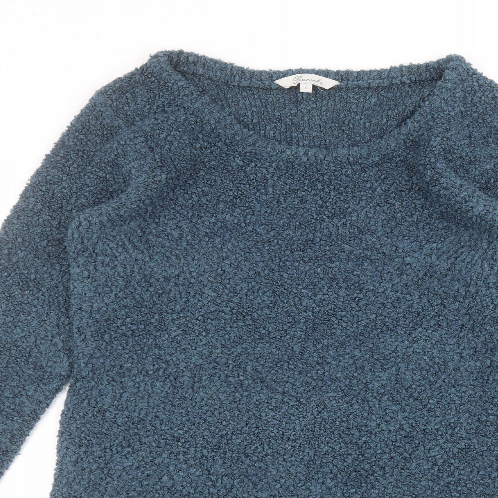 Peacocks Womens Blue Round Neck  Acrylic Pullover Jumper Size S