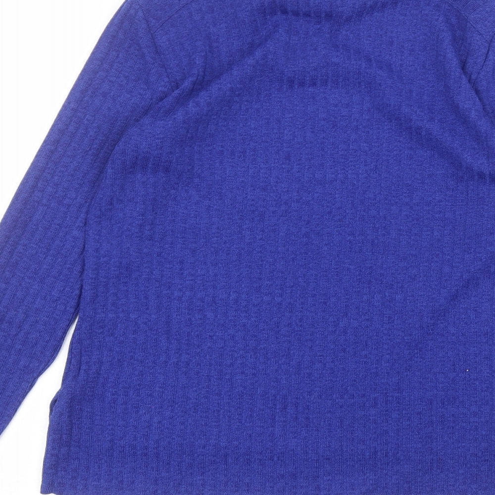 Marks and Spencer Womens Blue  Polyester Basic T-Shirt Size 12 Roll Neck