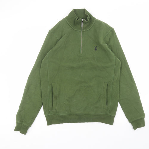 NEXT Mens Green Round Neck  Cotton Pullover Jumper Size S
