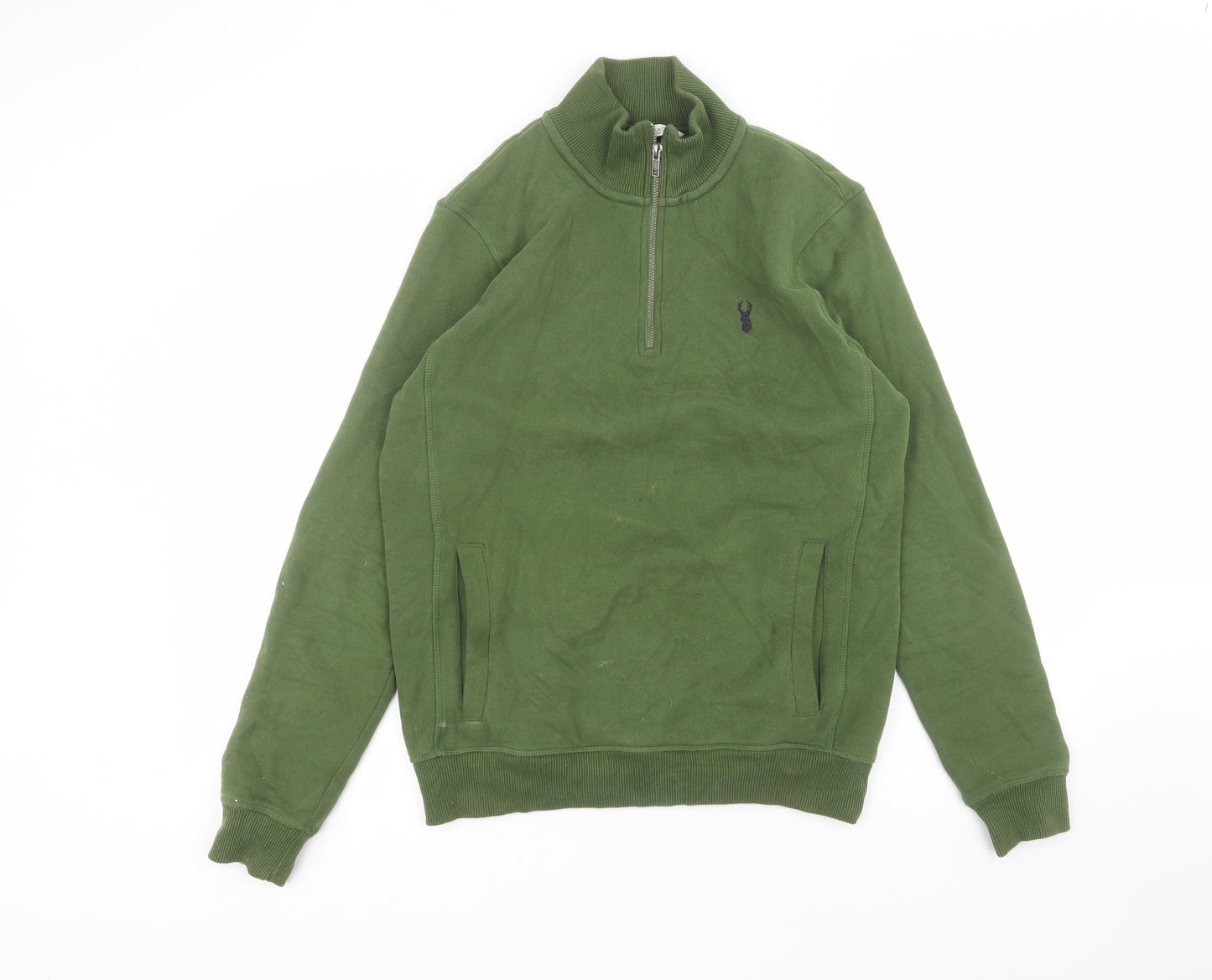 NEXT Mens Green Round Neck  Cotton Pullover Jumper Size S