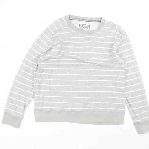 Debinhams Womens Grey Round Neck Striped Cotton Pullover Jumper Size XL