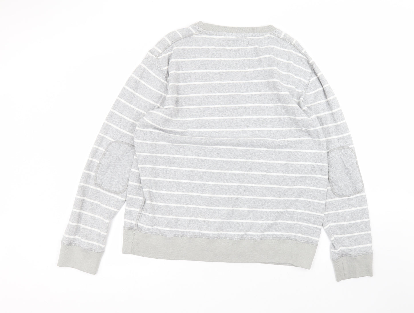 Debinhams Womens Grey Round Neck Striped Cotton Pullover Jumper Size XL