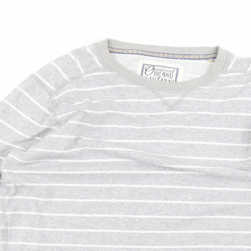 Debinhams Womens Grey Round Neck Striped Cotton Pullover Jumper Size XL