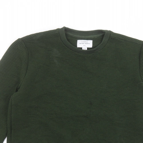 Peter Werth Womens Green Round Neck  Polyester Pullover Jumper Size S