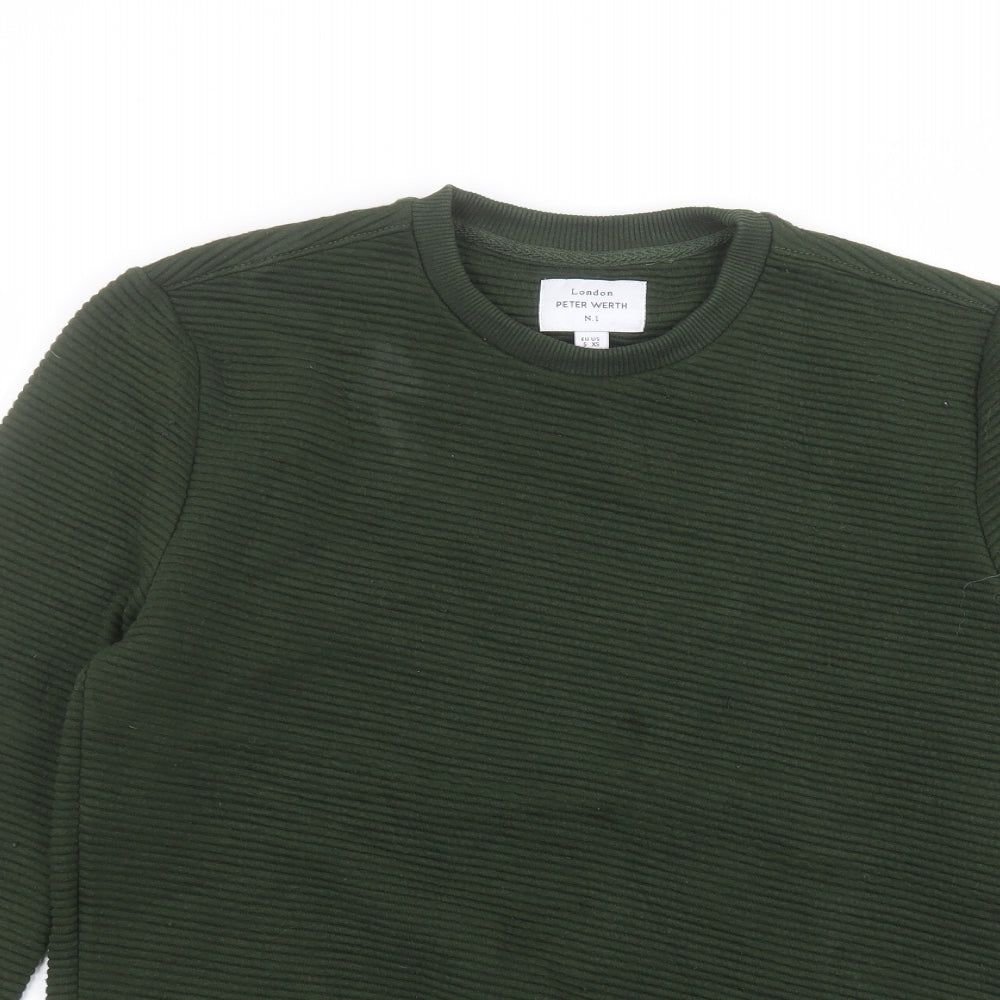 Peter Werth Womens Green Round Neck  Polyester Pullover Jumper Size S