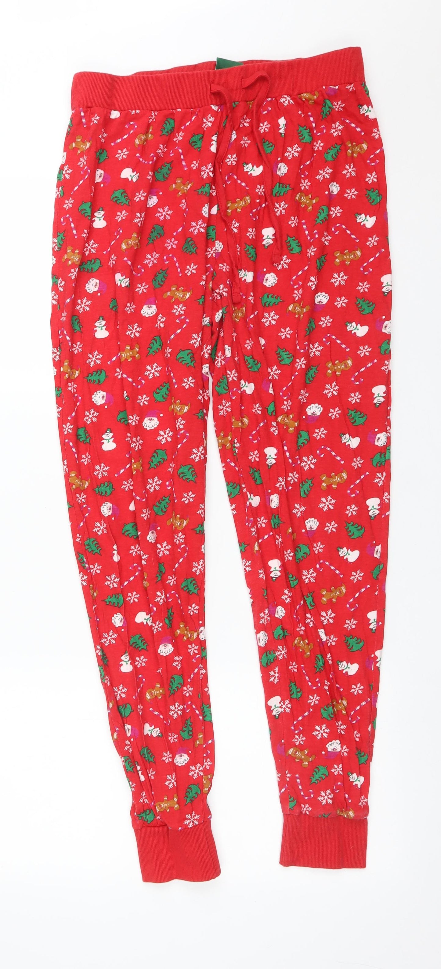 New Look Womens Multicoloured Geometric Cotton  Pyjama Pants Size M   - CHRISTMAS