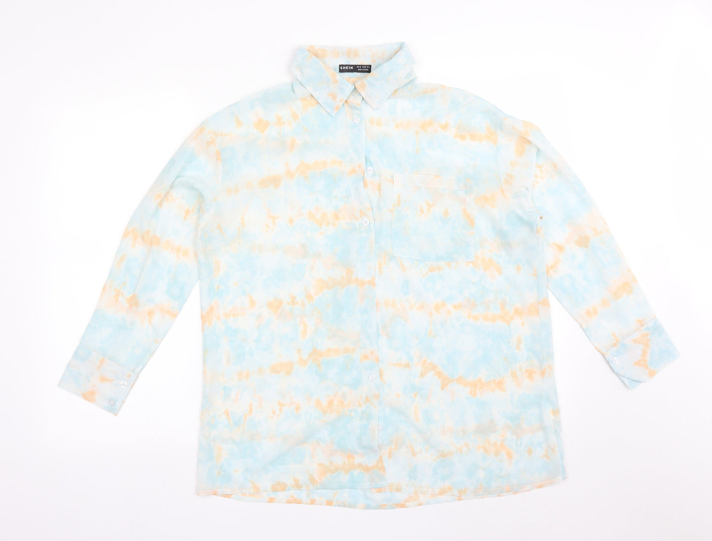 SheIn Womens Multicoloured  Polyester Basic Button-Up Size M Collared