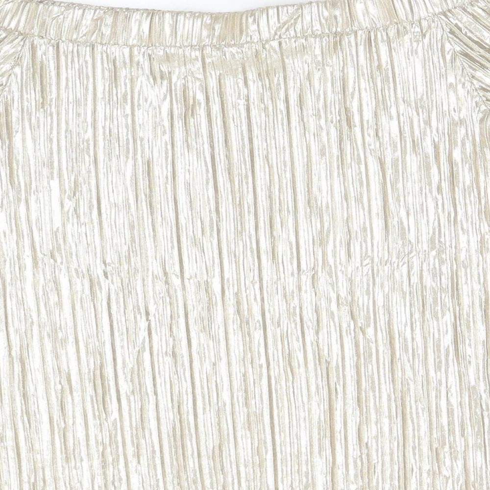 River Island Womens Gold  Polyester Basic T-Shirt Size 10 Off the Shoulder