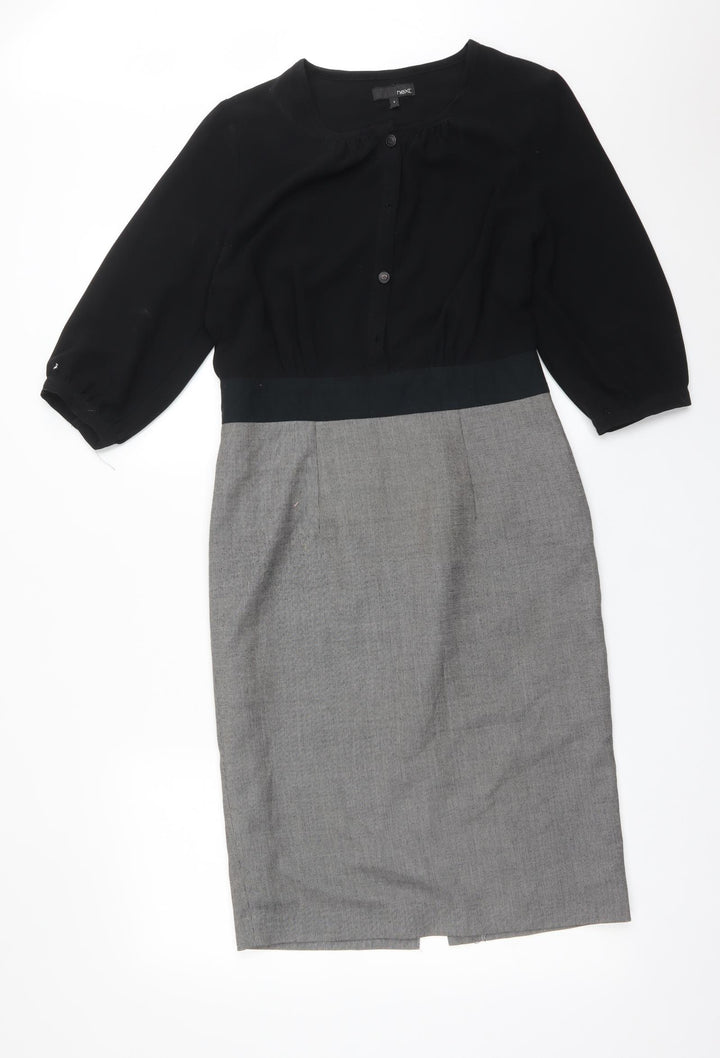NEXT Womens Multicoloured Colourblock Polyester Pencil Dress Size 8 Round Neck