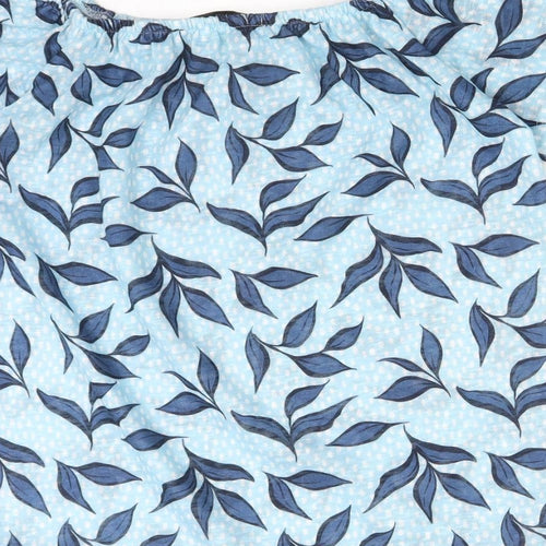 George Womens Blue  Polyester Basic T-Shirt Size 8 Off the Shoulder - LEAVES