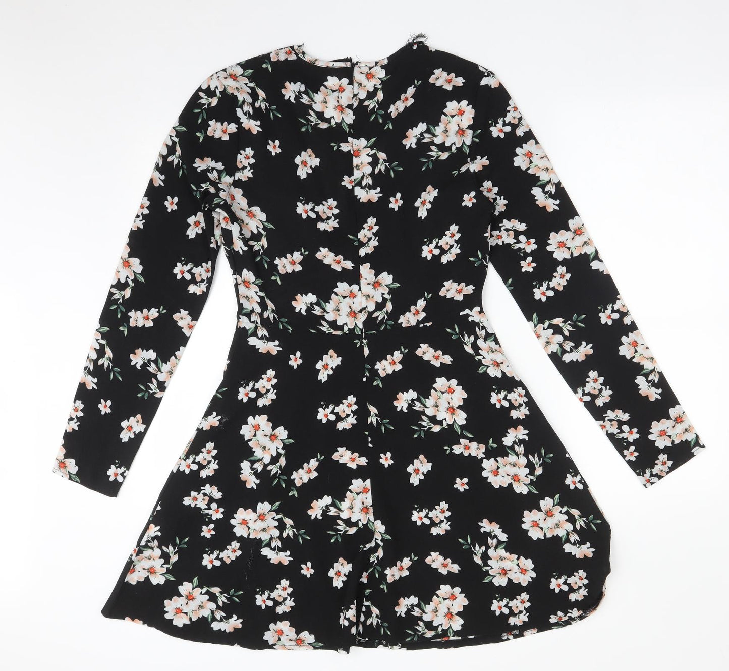 Missguided Womens Multicoloured Floral Polyester A-Line  Size 10  V-Neck