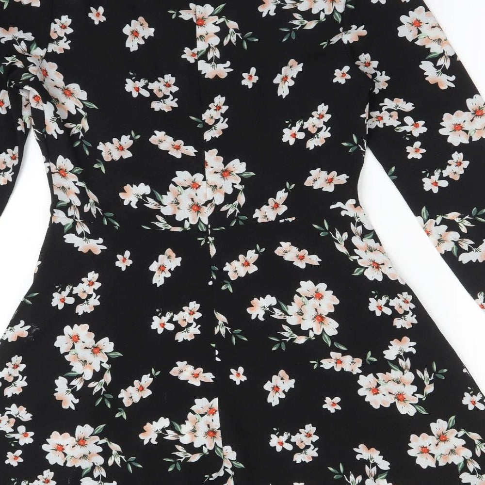 Missguided Womens Multicoloured Floral Polyester A-Line  Size 10  V-Neck