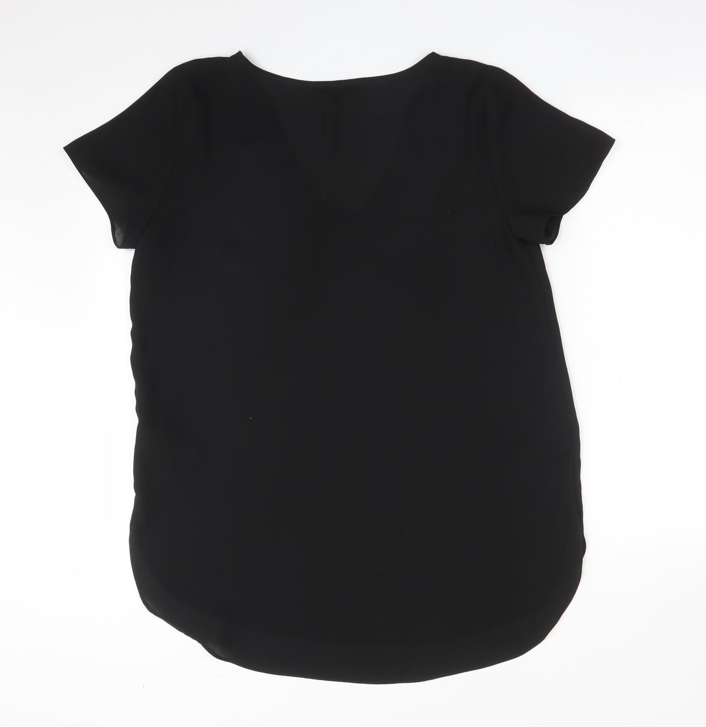 New Look Womens Black  Polyester Basic T-Shirt Size 14 V-Neck