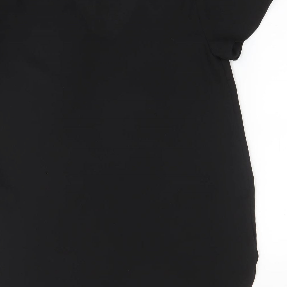 New Look Womens Black  Polyester Basic T-Shirt Size 14 V-Neck