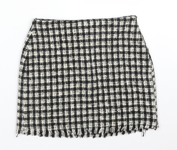 Pull&Bear Womens Multicoloured Check Cotton Straight & Pencil Skirt Size S
