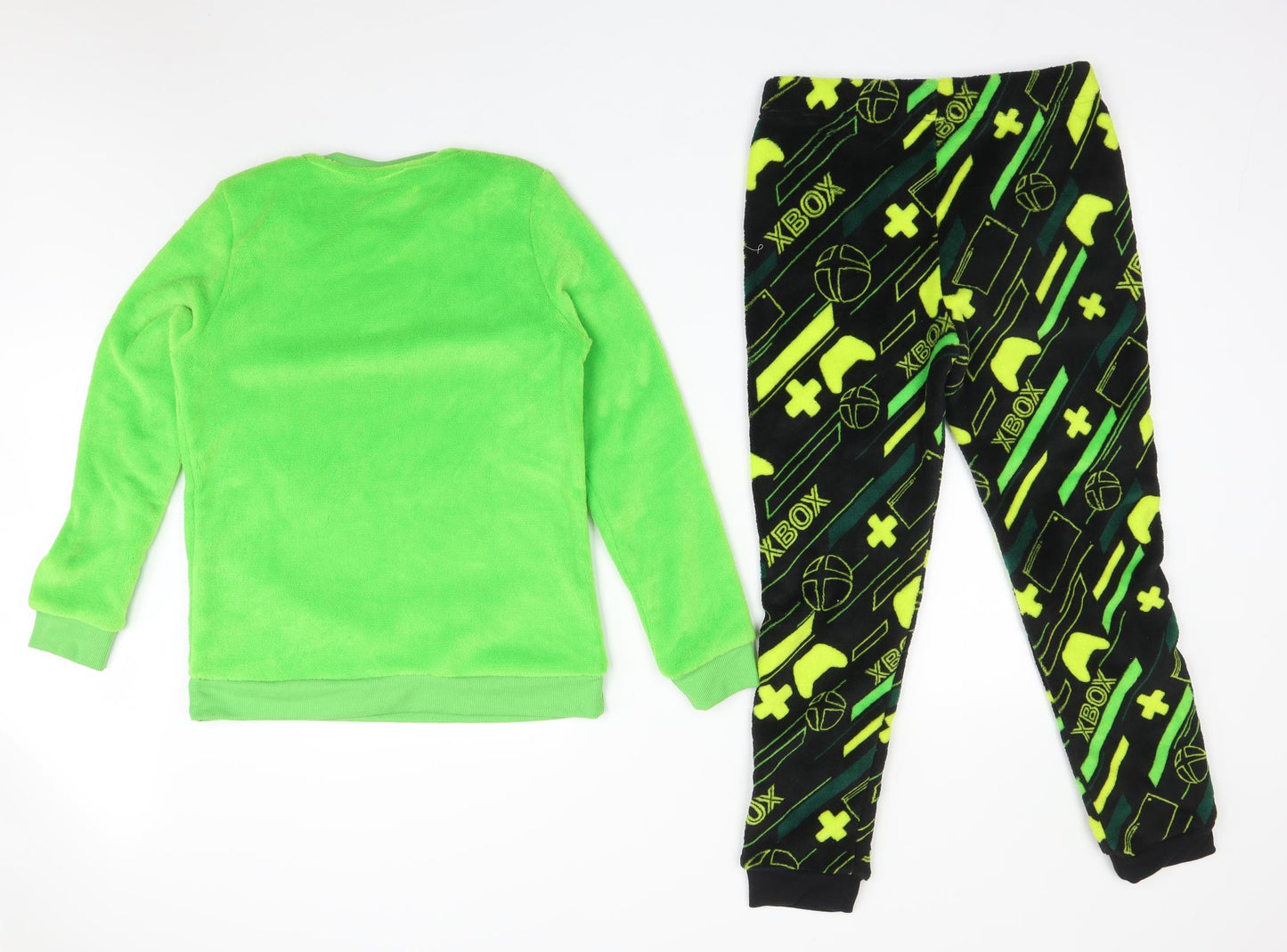 F&F Boys Green Solid Polyester  Pyjama Set Size 11-12 Years   - XBOX