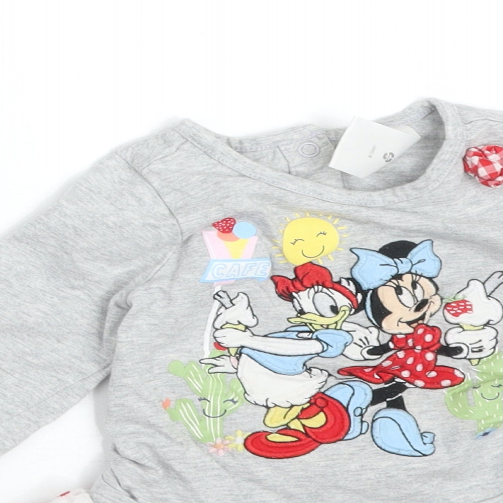 DISNEY  Girls Multicoloured Check Cotton Skater Dress  Size 12-18 Months  Round Neck  - MINNIE MOUSE