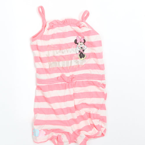 Young Dimension Girls Multicoloured Striped Cotton Romper One-Piece Size 36 Months   - MINNIE MOUSE