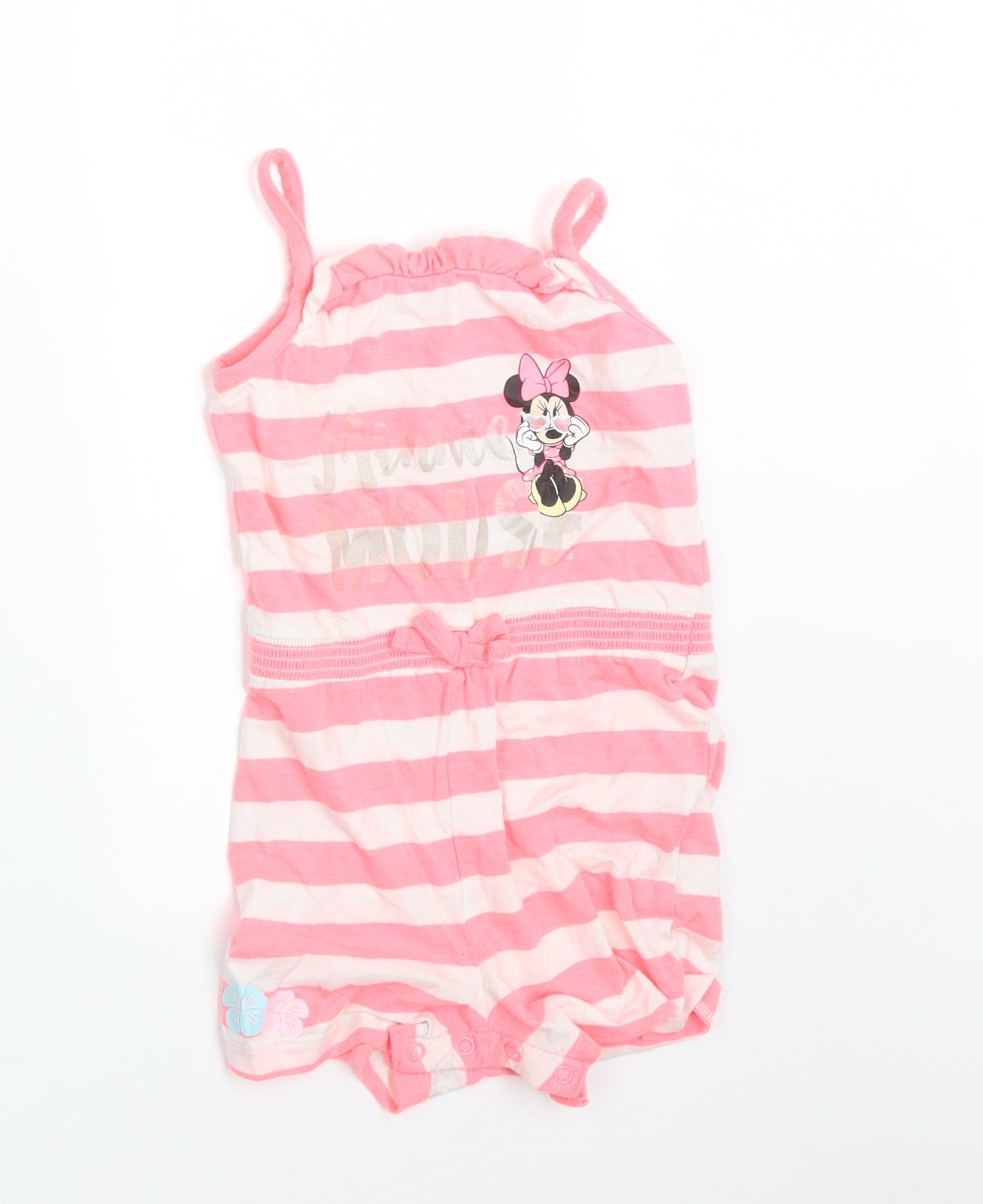 Young Dimension Girls Multicoloured Striped Cotton Romper One-Piece Size 36 Months   - MINNIE MOUSE