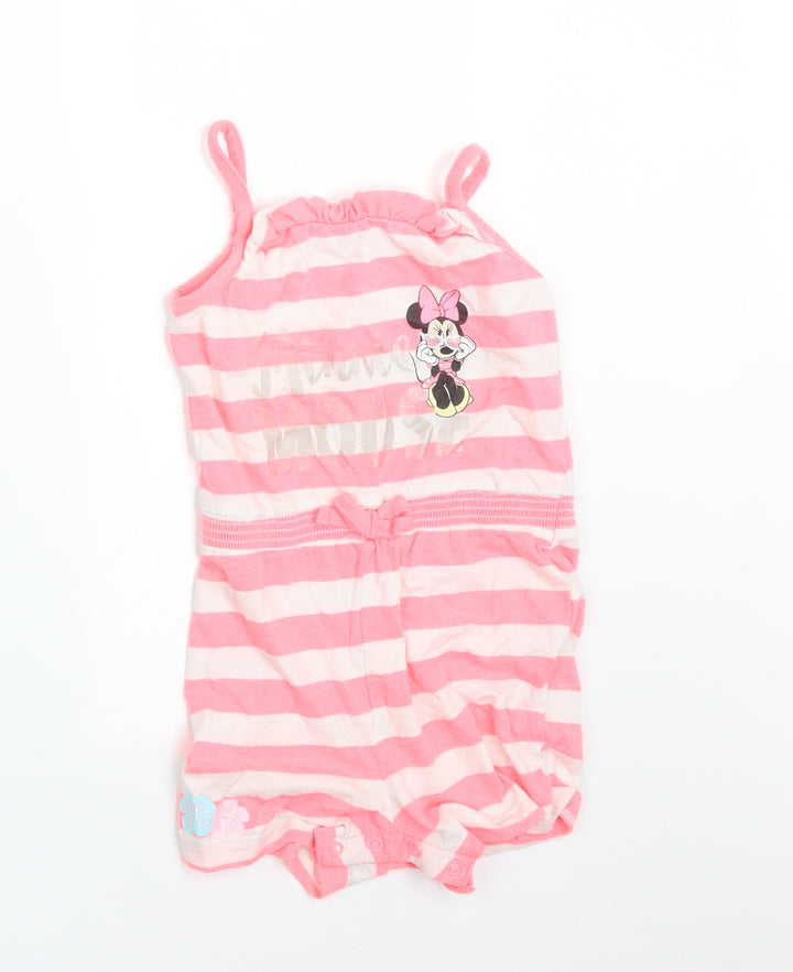 Young Dimension Girls Multicoloured Striped Cotton Romper One-Piece Size 36 Months   - MINNIE MOUSE
