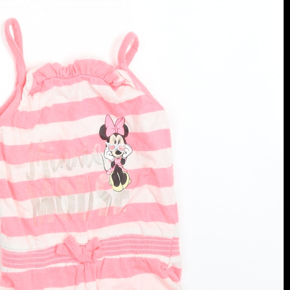 Young Dimension Girls Multicoloured Striped Cotton Romper One-Piece Size 36 Months   - MINNIE MOUSE