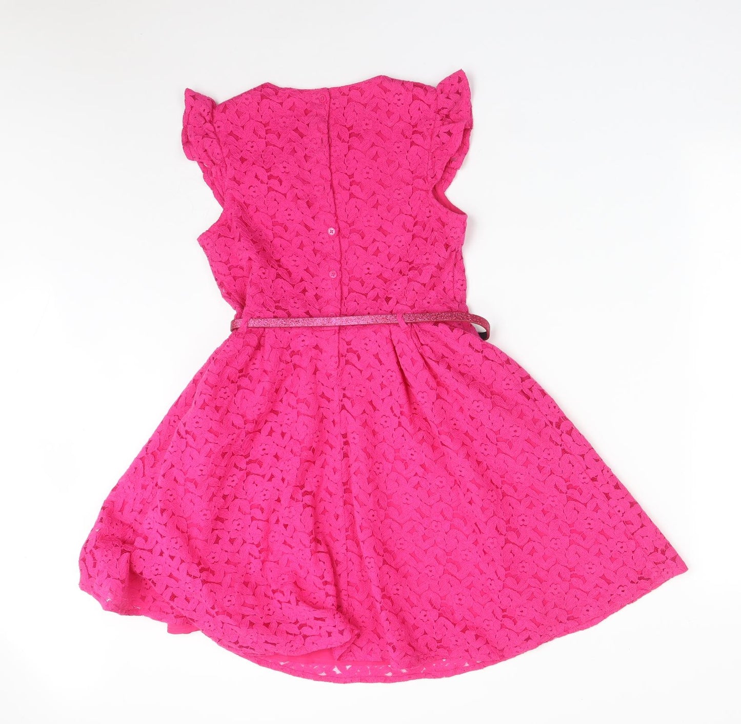 George Girls Pink Floral Cotton Fit & Flare  Size 9-10 Years  Round Neck