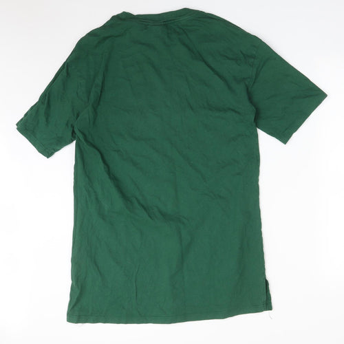 Topshop Womens Green  Cotton Basic T-Shirt Size 10 Round Neck