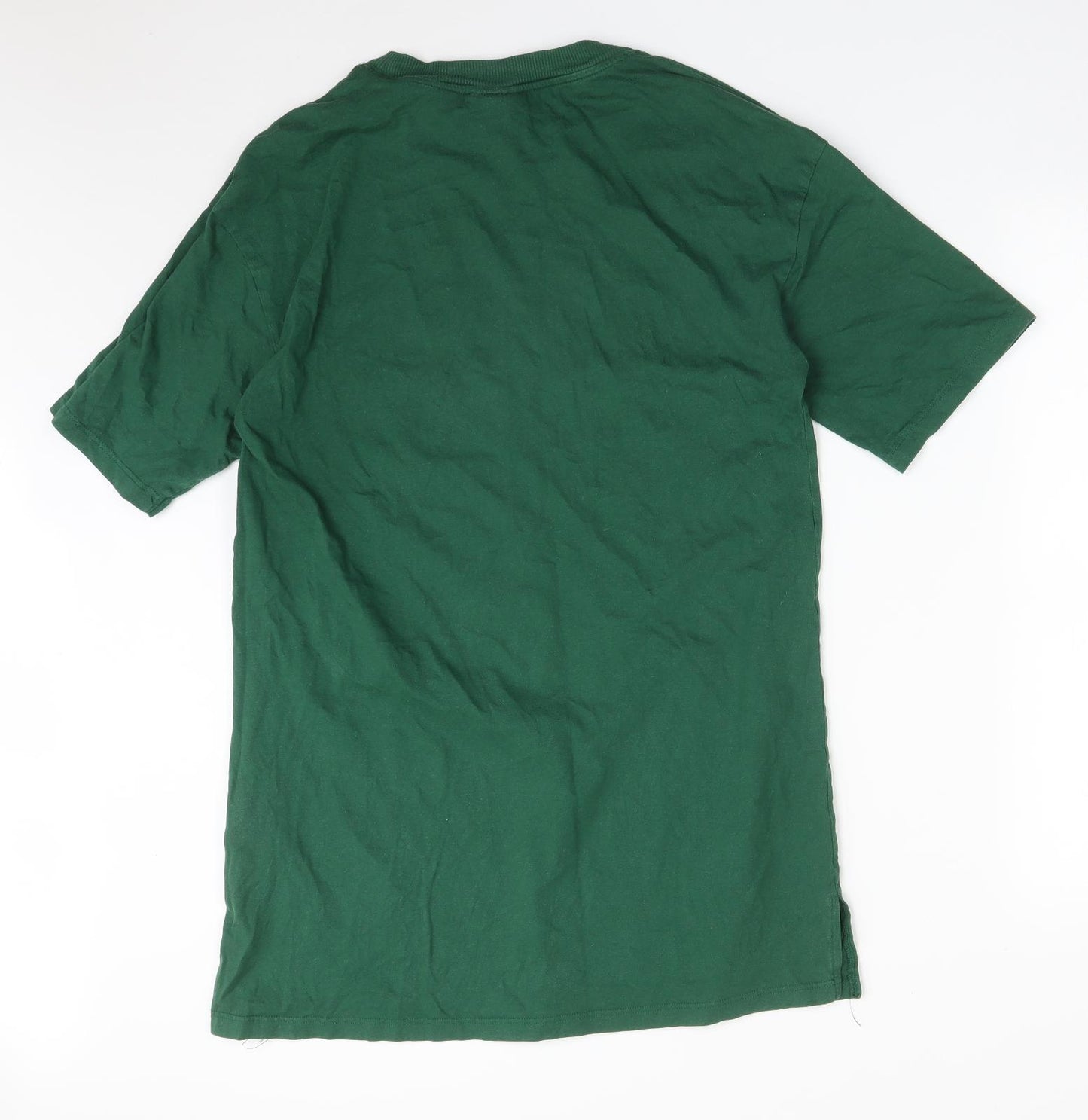 Topshop Womens Green  Cotton Basic T-Shirt Size 10 Round Neck