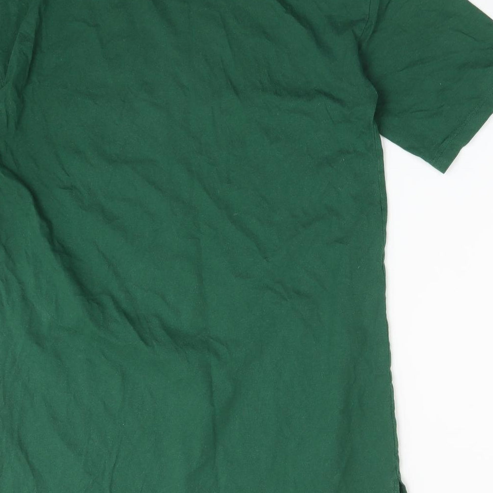 Topshop Womens Green  Cotton Basic T-Shirt Size 10 Round Neck