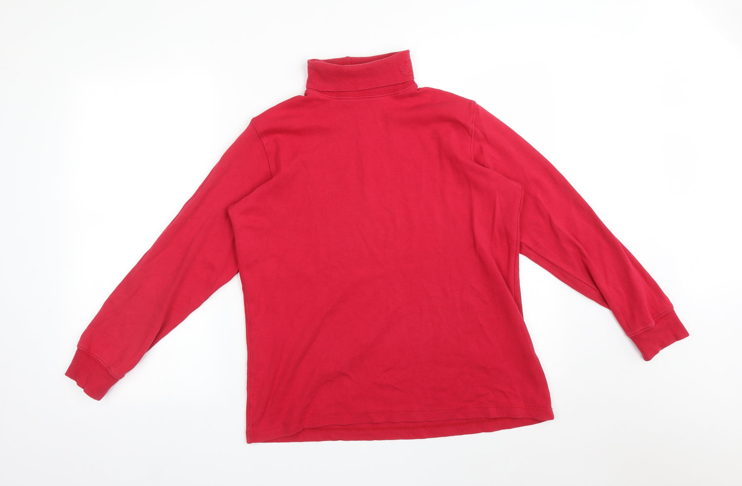 ONE UP GOLF Womens Pink  Cotton Basic T-Shirt Size L Roll Neck