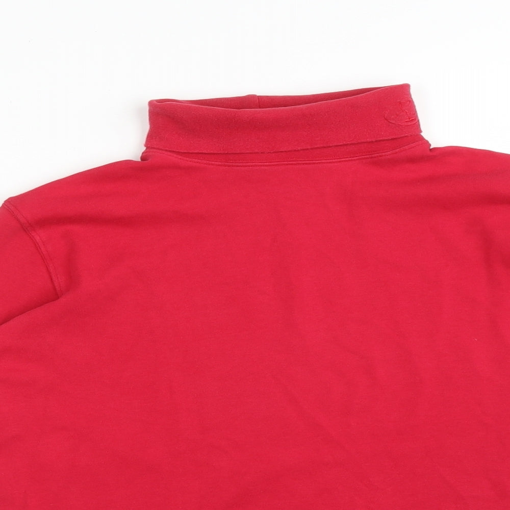 ONE UP GOLF Womens Pink  Cotton Basic T-Shirt Size L Roll Neck